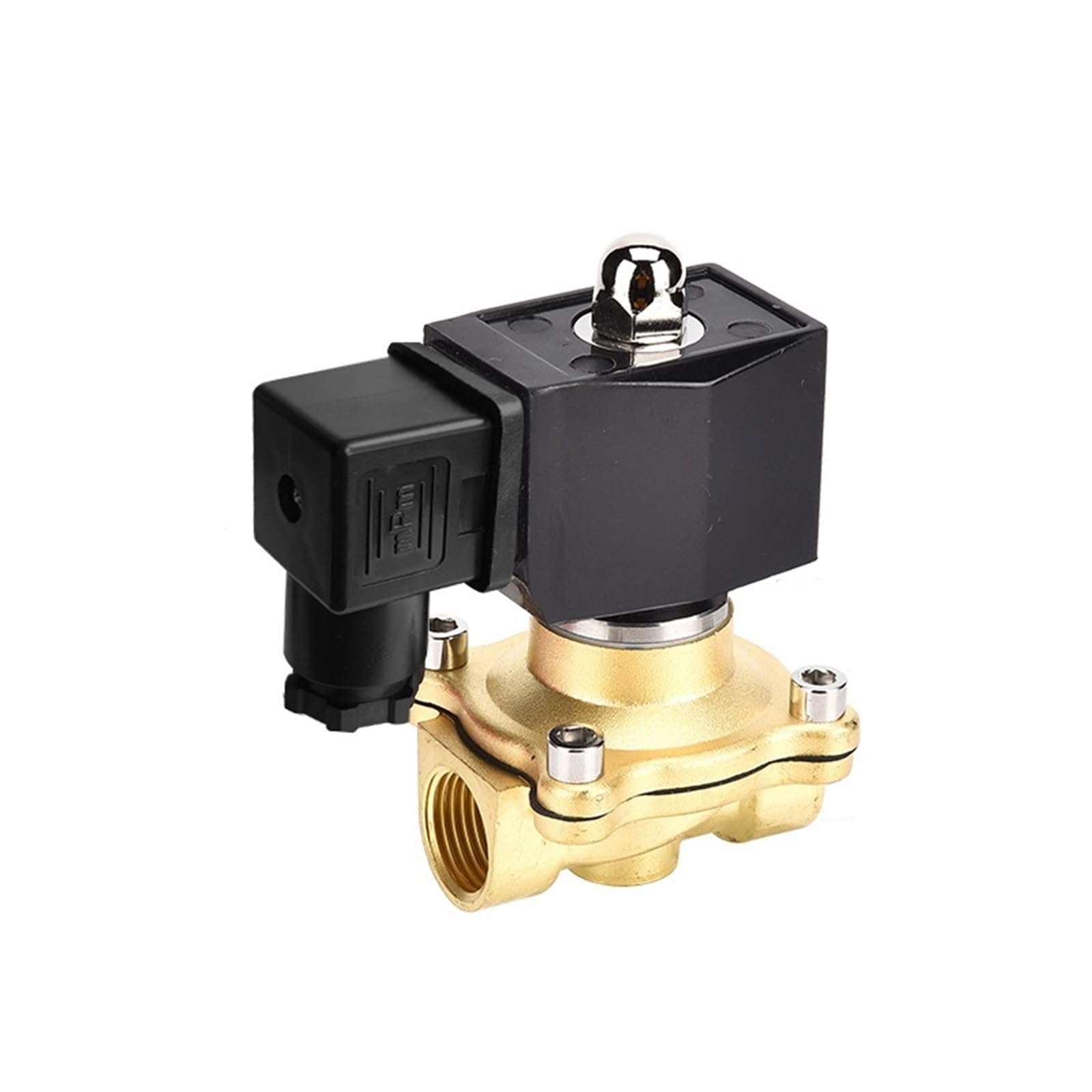 Gnqukebwh Bsp-24Vdc 3/8" 1/2" 3/4" 1" 1-1/4" 1-1/2" 2" Brass Normally Closed Solenoid Valve Ip65 Fully Enclosed Coil 220V Switch Water(,3/8 Inch)