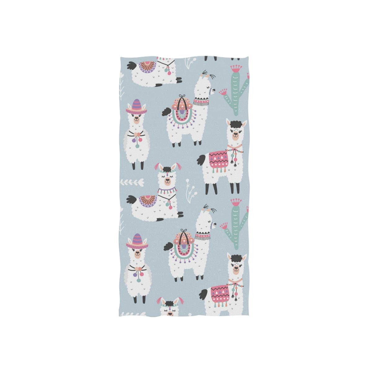 senya Cartoon Alpacas Hand Towel Ultra Soft Luxury Towels for Bathroom 30"x15"