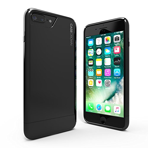 iPhone 7 Plus Case, CaseCrown Lux Glider Case (Jet Black) w/ Glossy Finish & Felt Interior