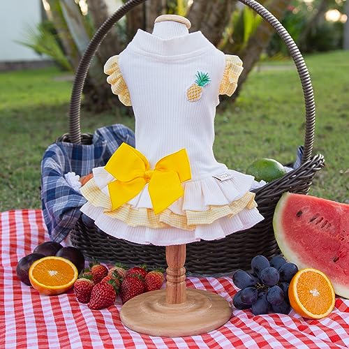 Vestido Canelado Abacaxi Para Cães (M)