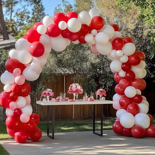 Image of RUBFAC Red Balloons 129pcs Different Sizes 18 12 10 5 Inch for Garland Arch Kit, Latex Balloons Wedding Anniversary Casino Bachelorette Citizenship Birthday Party Decorations