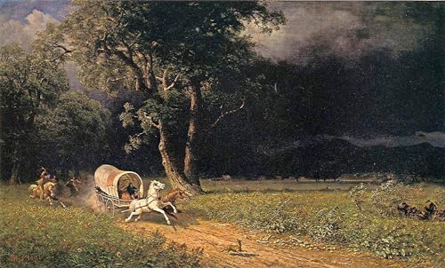 Peinture Poster Impression Tableaux l'Embuscade de Bierstadt Haute Définition