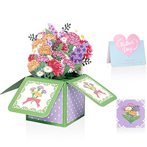 Mothers Day Card Pop Up Flower Bouquet Mothers Day Card Funny with Happy Mother’s Day Greeting Card Envelope from Daughter Son for Mum Mothers Day Gifts