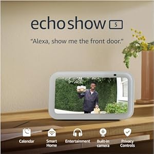 Echo Show 5 (3rd generation) I Smart display and alarm clock with clearer sound I Cloud blue