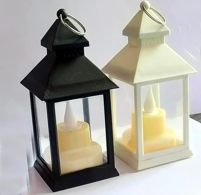 P S ASSOCIATES Mini Lantern Lamps LED Light Lantern for Home Decoration Diwali & Christmas Smokeless Diwali Décor for Home Designer Lamp for Home Set of 2