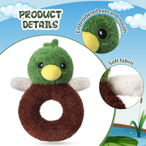 Image of Karenhi Mallard Duck Green Stuffed Animal Little Stuffed Animal Praying Baptism Soft Plush Snuggle God's Toy Embroidered Religious Gifts for Boys Girl Baby Shower Mom Barnyard Nursery Decor Doll Toy