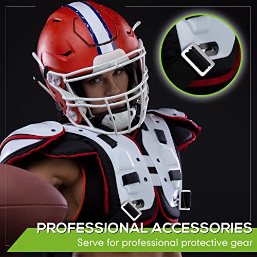12 Sets Shoulder Pad T Hook With Elastic Strap, Include 12 Pcs Silver Metallic Football Pad T Hook And 12 Pcs Football Pad Strap For Youth Adult #TOP4