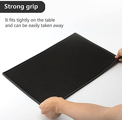 Bar Mat 3Pcs Non Slip Rubber Bar Service Mat Thick Durable Countertop Spill Mats for Kitchen Restaurants Coffee Bars Counter-Top (12 * 6in , Black)
