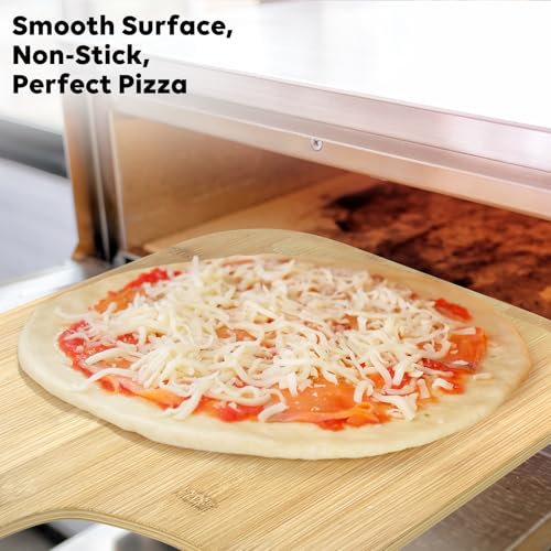 Pizza peel, 12" natural bamboo pizza paddle, Essential accessories for indoor Outdoor Ovens, baking homemade pizza, cutting board, Cheese, Serving Pizza, Bread, Cookies & More, Eco-Friendly & Durable - Thumbnail 5