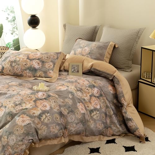 ECOCOTT Bedding 3-Piece Duvet Cover Queen Size – Silky Soft 100% Lyocell, Cooling & Breathable for Hot Sleepers, Ultra-Smooth with Modern Feathered Pattern, Moisture-Wicking