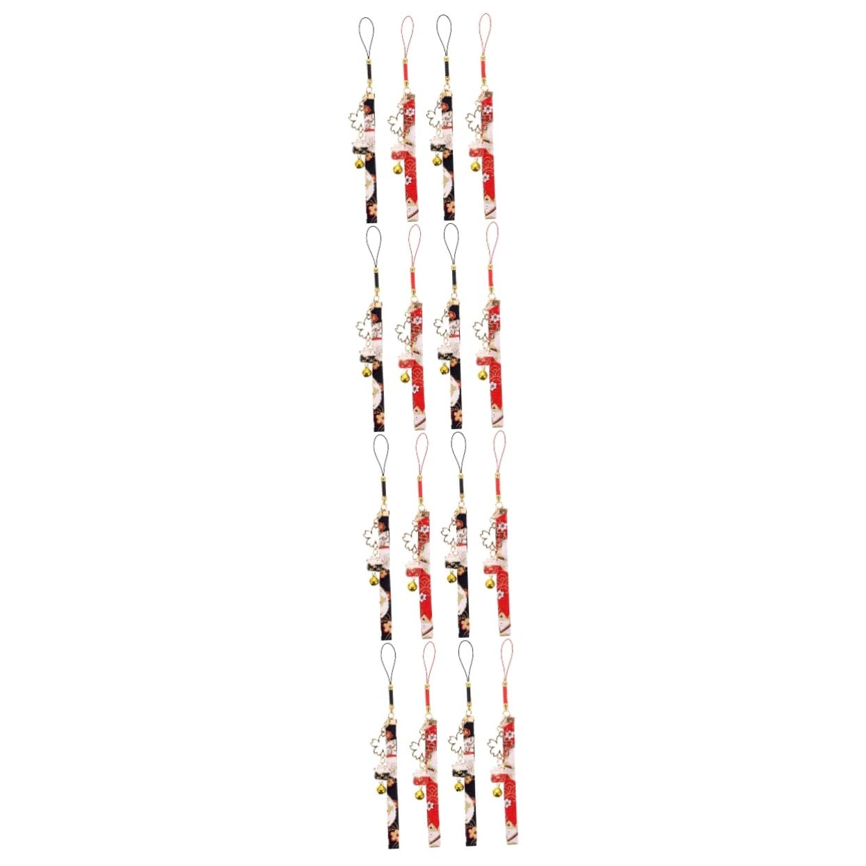 Gadpiparty 16piezas Colgantes De Gato Campana Para Teléfono Lanyards Decorativos De Japonesa Accesorios De Teléfono Móvil Para Buenas Negros y Rojos