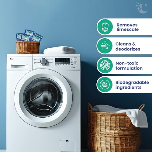 Image of Cleevo Washing Machine Cleaner & Descaler Powder - Pack of 3 | Removes Limescale, Odour & Residue | Non-Toxic, Phosphate-Free | Front & Top Load Safe