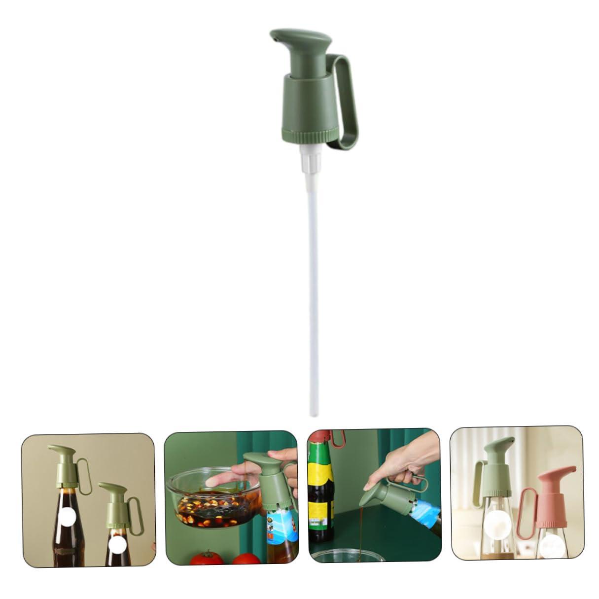 SHOWERORO Bottle Pump Replacement with Press Nozzle, Green Plastic Bottle Squeezer Pump for Soy Sauce and Cooking Oil, Universal Condiment Dispenser Suitable for Kitchen and Dining Use