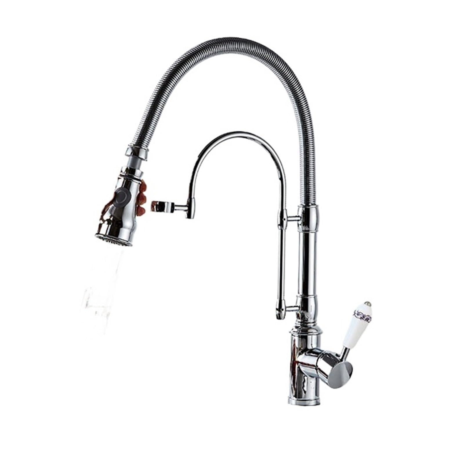 CZYWKDDPP Kitchen Tap, Faucet Pull Down, Hot& Cold Mixer Crane Water Dual Hole Faucet(Chrome)