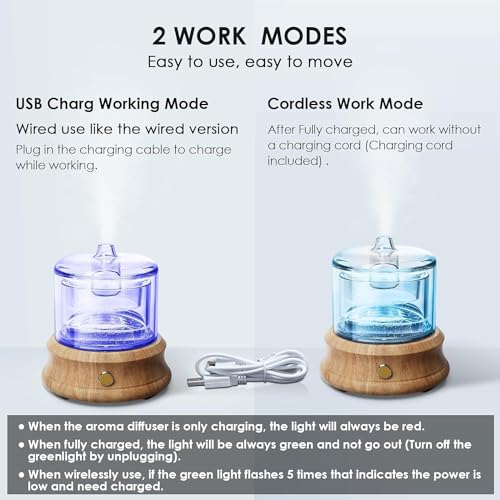 Lecdura DN-836 Cord & Cordless Use Rechargeable Glass Essential Oil Diffuser thumb #1