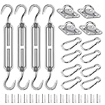 Covlongyu Awning Attachment Set, M5 Heavy Duty Sun Shade Sail Stainless Steel Hardware Kit for Rectangular/Triangles and Square, Suitable for Garden/Outdoor/Patio Lawn Sunshade Hooks (48pcs)