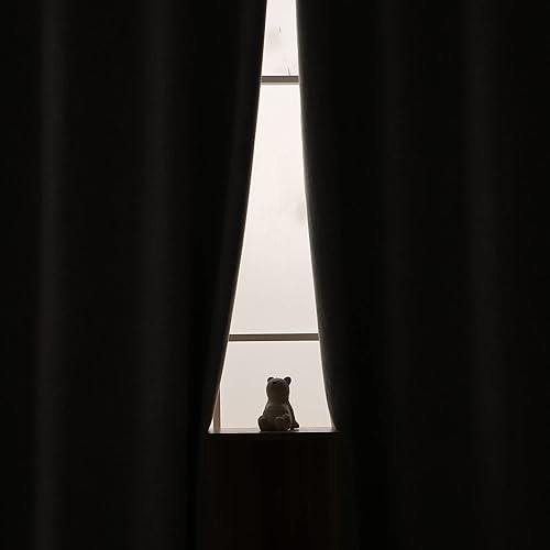 Miniatura 3 de Cortinas opacas con textura de nudos de bambú de lino de 52 x 84 pulgadas, 100% bloqueo de luz, tela de triple capa beige con ruido, pestaña trasera