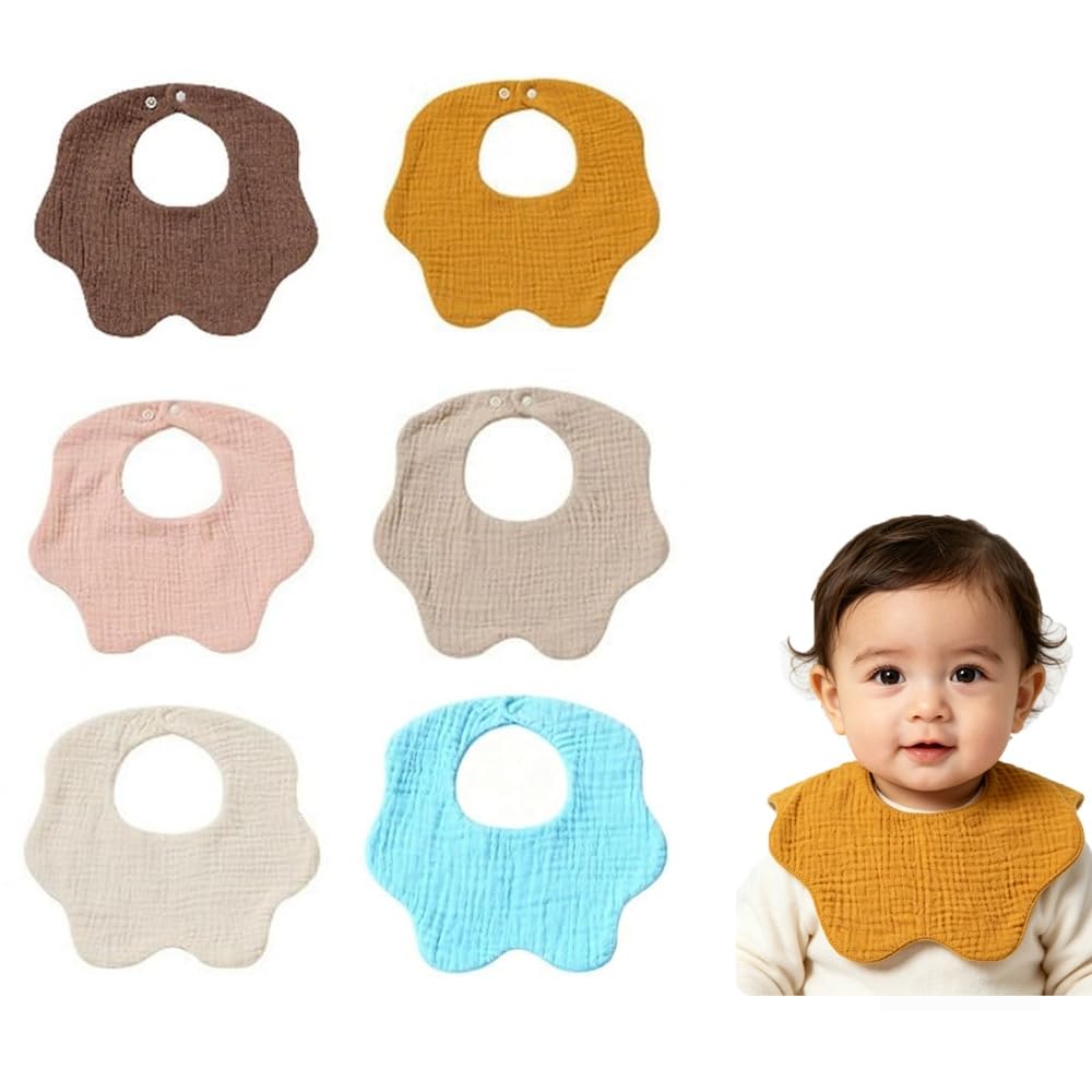 Oaygat Women's Multi-N 6 Packs Baby Bandana Dribble Bibs 6-Layer Drool Bibs Waterproof Newborn Feeding Bib Soft And Absorbent Bandana Bib With Adjustable Snaps Cotton Baby Infant Teething Bibb For Girls Boys Toddlers
