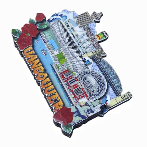 Imán de nevera decorativo de madera Vancouver Canadá miniatura 5
