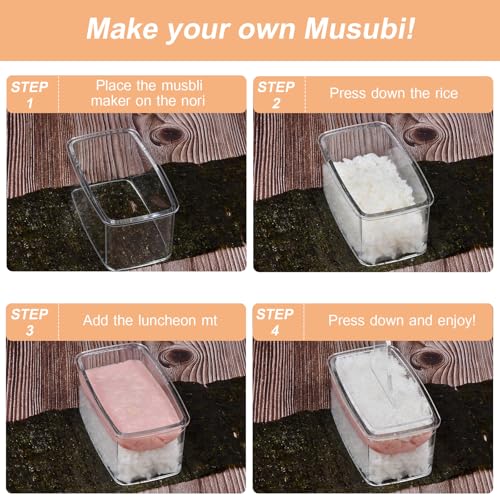 Image of 3PCS Clear Onigiri Rice Ball Mold Maker Kit, Musubi Press, Triangle Sushi Press for Kid Lunch Bento, Non-stick, BPA-Free