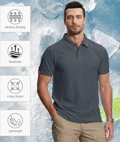 Image of ZITY 5 Pack Mens Polo Shirt Short Sleeve Sports Golf Tennis T-Shirt Moisture-Wicking Summer Shirts