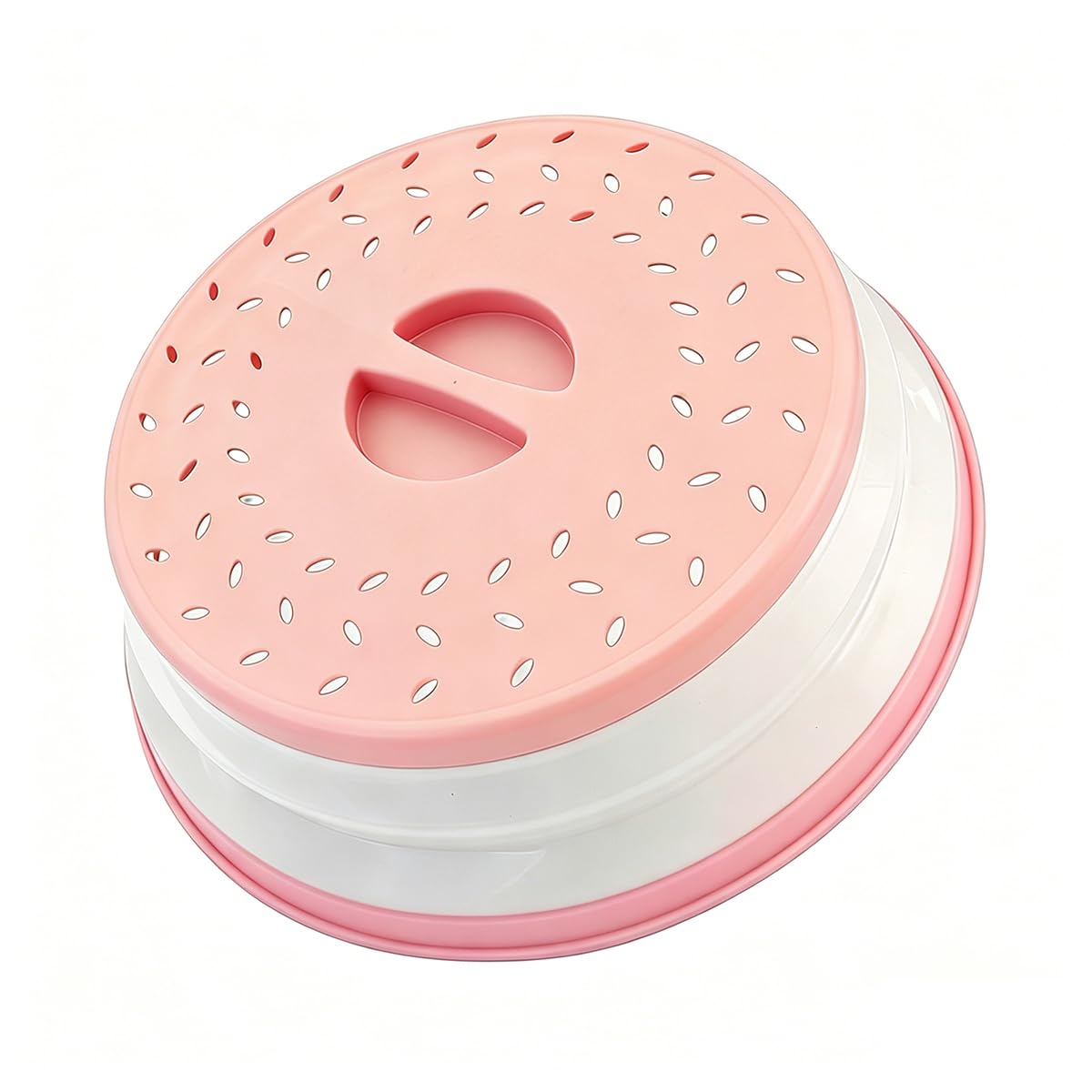 Collapsible Microwave Splatter Cover, Microwave Plate Cover With Steam Vent，BPA-Free Silicone & Plastic (Peach pink, 10.5IN)