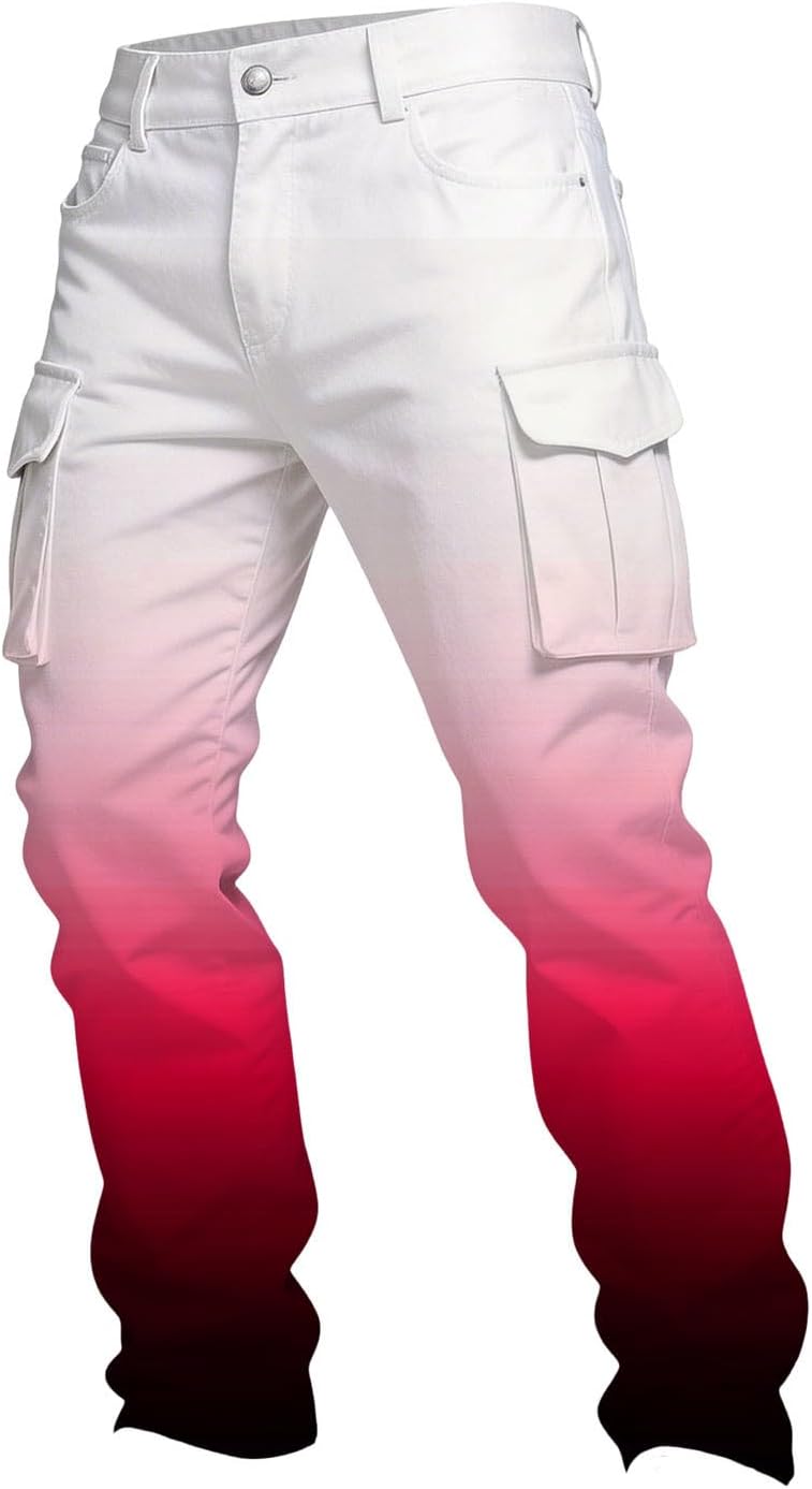 Kids Boy’s Hiking Cargo Pants, Gradient Casual Straight Leg Lightweight Outdoor Athletic Trousers with Multi Pockets