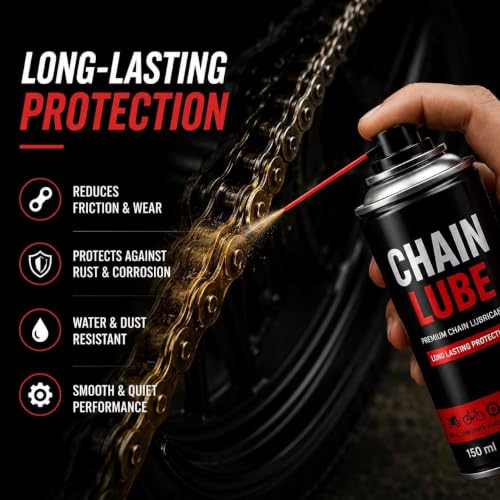 Image of Bike Chain Cleaning Brush with Chain Cleaner & Chain Lube 150ml Each + Microfiber Duster | Complete Motorcycle Chain Cleaning Kit | Bicycle, Scooter & Cycle Cleaning Accessories