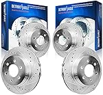 Detroit Axle - 6 Lug 350mm Front & 348mm Rear Drilled & Slotted Brake Rotors Replacement for 2012-2020 Ford F-150
