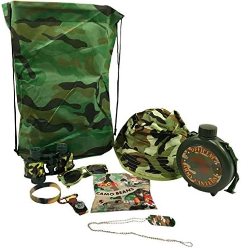 Pretend Play Army Camo Camouflage Toys-Includes Toy Binoculars, Army Hat, Camo Jelly Belly Snack Pack and Much More