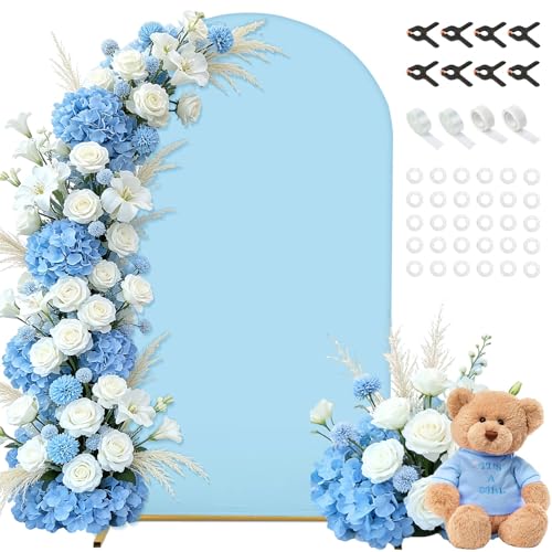 7.2FT Arch Backdrop Cover with Balloon Tie Tool Set Blue Spandex Fabric