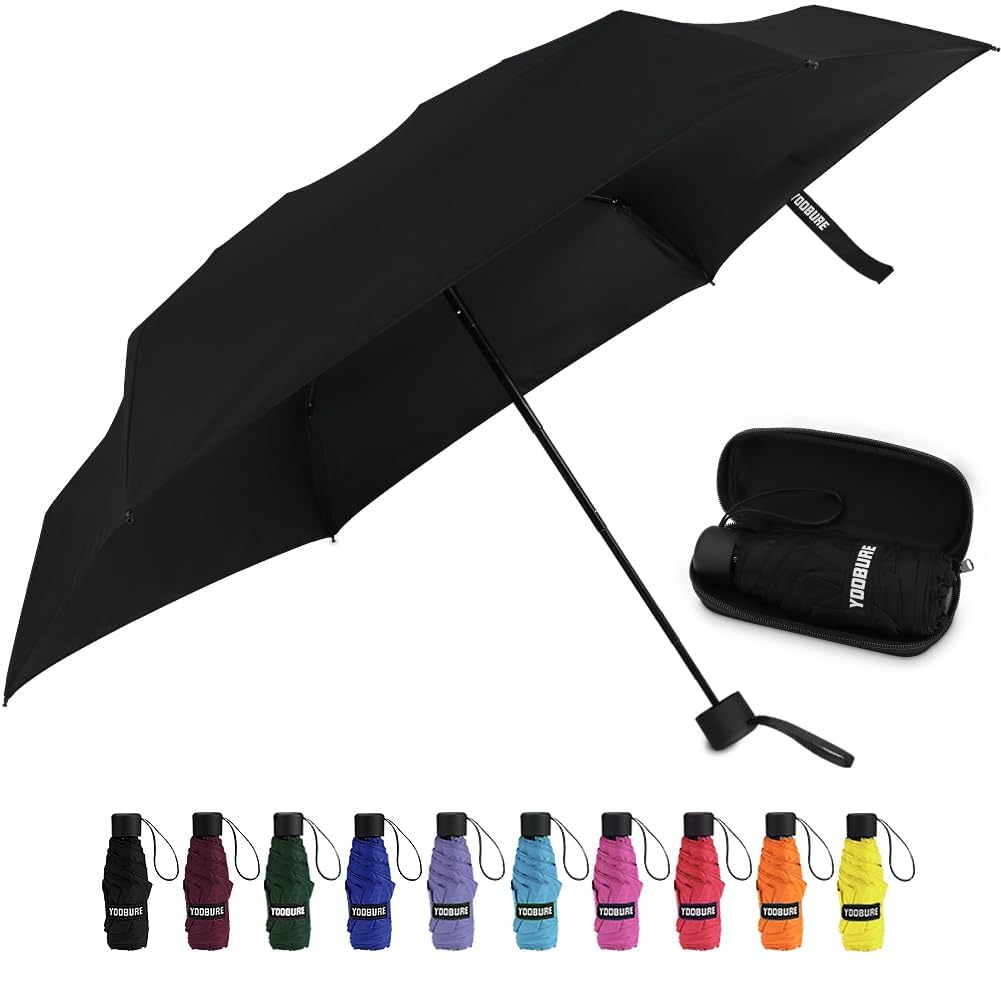 Yoobure Small Mini Umbrella with Case Light Compact Design Perfect for Travel Lightweight Portable Parasol Outdoor Sun Rain
