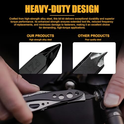 Image of Flat Bit-Kit Designed for Leatherman Multi-Tool Screwdrivers, Industrial-Grade Hardened S2 Impact Steel, Comprises Double Sheaths and Storage Pouch (21-Piece Bit Set)