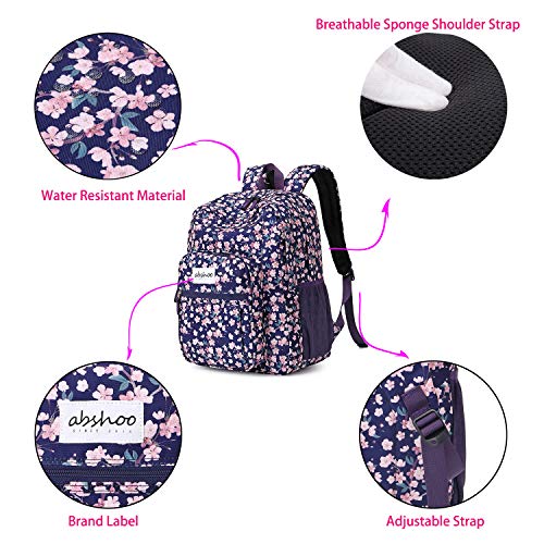 Image of abshoo Womens Floral School Backpack For College Teen Girls Water Resistant Bookbag (Floral Purple)