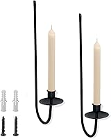 YUWENG Matte Black Wall Candle Holder Set of 2 - Modern Metal Sconces for Farmhouse Living Room Fireplace Decor