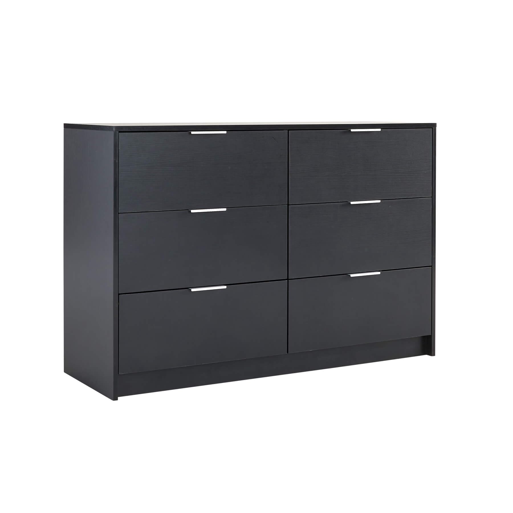 Bedroom Chest of Drawers Clothing Storage Cabinet, 6 Drawers, Black