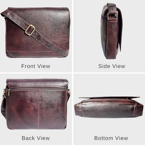 Image of RUSTIC TOWN Premium Leather Crossbody Messenger Bag - Stylish and Versatile - Gift for Professionals