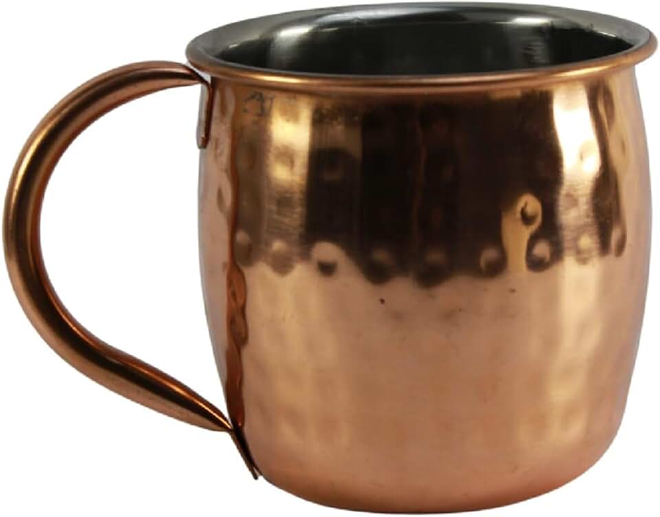 Caneca Moscow Mule de Cobre Martelada, 500ml, para Drinks, 9cm x 9,5cm