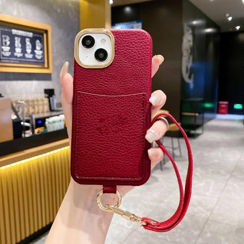 Coque rouge pour iPhone 12 Pro Max avec fente portefeuille et porte-cartes