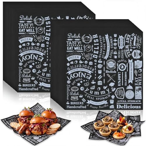 Outus 1800 Pcs 12 x 12 Inch Deli Wax Paper Sheets, Black