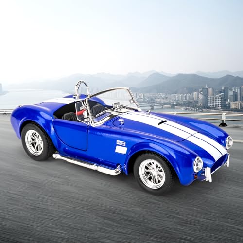 Modelo de coche Shelby Cobra 427 1:24 azul con sonido y luz miniatura 6