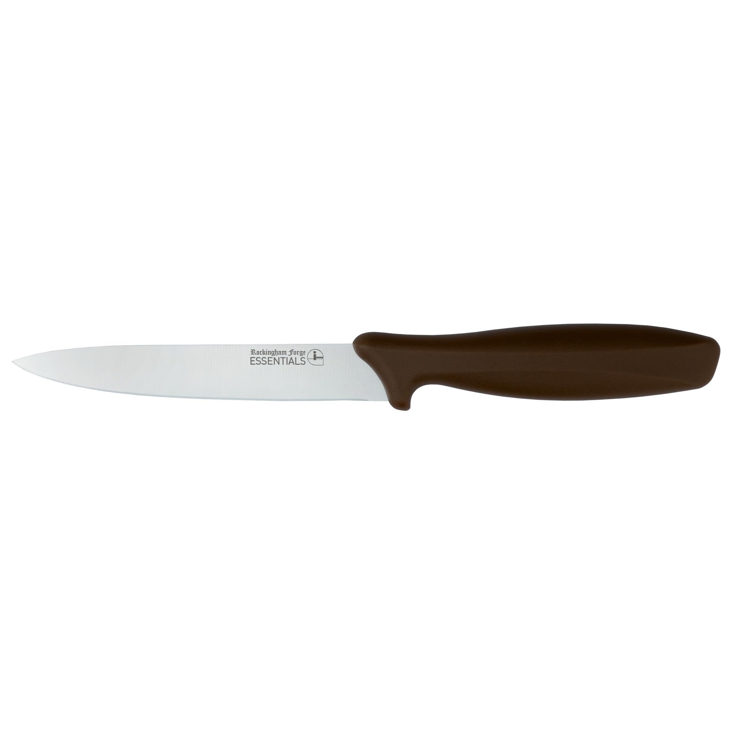 Rockingham Forge Essentials Brown Handle Utility Knife 12.5cm for Vegetables - Coloured Knives for Food Hygiene, Allergen and Intolerance Food Preparation - Colour Coded Stainless Steel Kitchen Knives