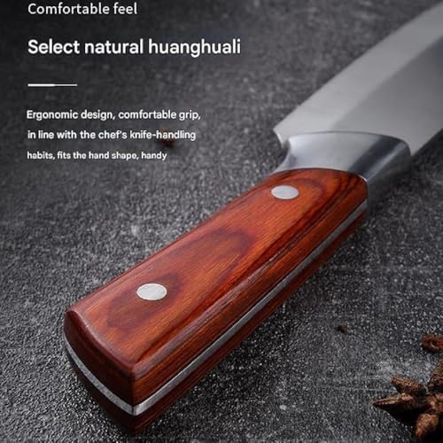 Image of Chef Butcher Knife with Stainless Steel Sharp Curve Blade - Ergonomic Anti Slip Handle Meat Cutting Knife for Slicing, Chopping Fruits, Vegetables and Kitchen Cooking Use (1-D)