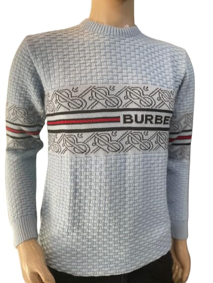 Men Printed Round Neck White Sweater-picture-49