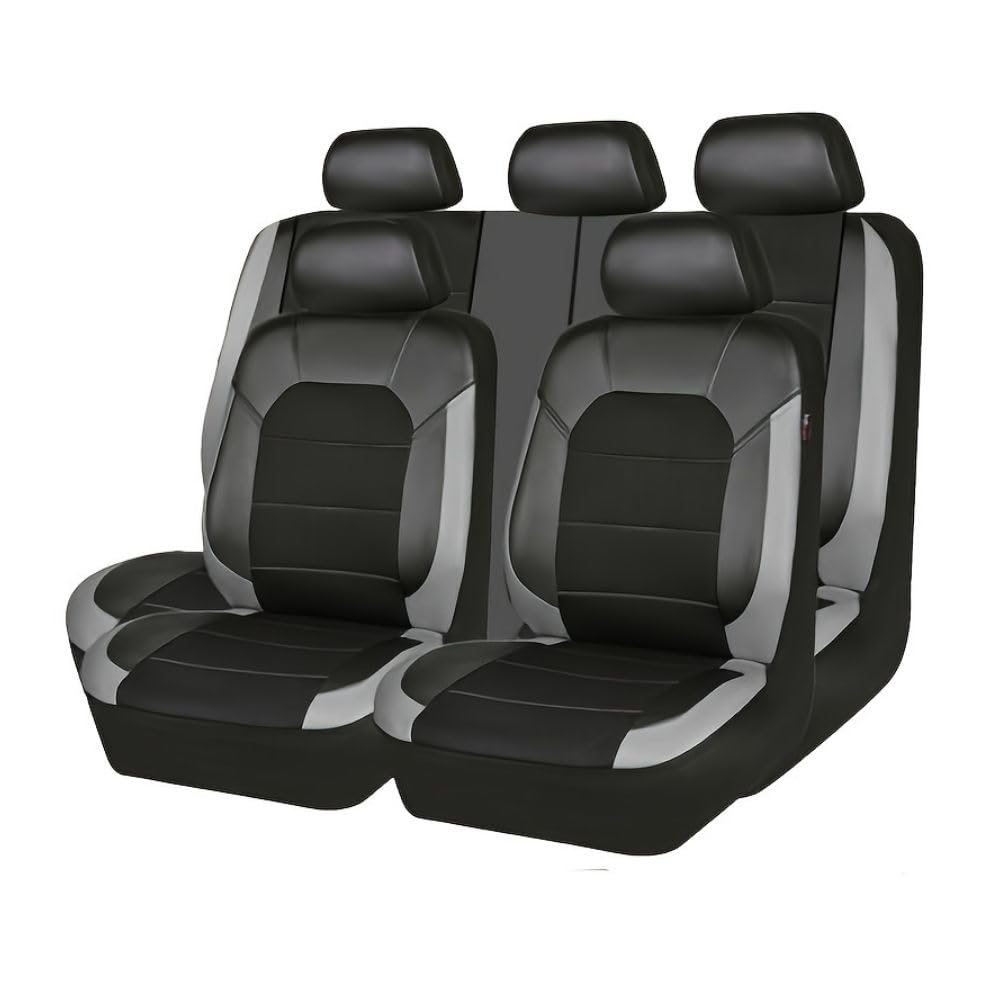 gzqfc 5 Seats Car Seat Covers for Mercedes Benz S63 S65 AMG C217 A217/SL 55 60 70 73 AMG R129/SL 63 65 AMG R230, Front Rear Seats Protectors Set Suitable for All Seasons,Black-Grey