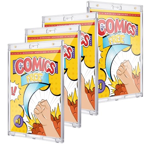 Wonderjune 8 Pack Magnetic Comic Book Holder Outer Clear Comic Book Display Case Inside Wall Mountable UV Protection Slab Protectors Fits Most Wall Display (7.52 X 12.24 7.13 X 10.91)