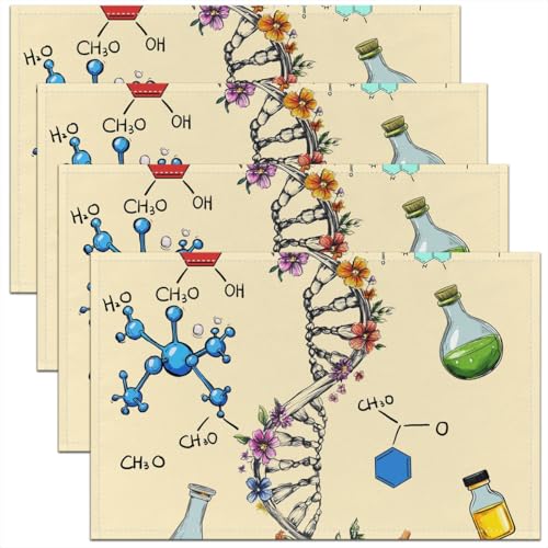 Erosebridal Science Theme Placemats 12x18 inch Set of 4,Abstract Science