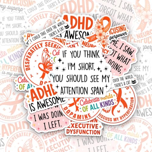 10pcs ADHD Sticker Pack – ADHD Awareness, Funny ADHD Quotes, Neurodivergent Humor, Celebrate ADHD, ADHD Superpower, Mental Health Awareness, Gift for ADHD Friends, Water Bottle, Laptop