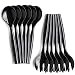 Set of 12 - Heavy Duty Disposable Plastic Serving Utensils, Six 10" Spoons and Six 10" Forks, Black