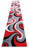 Masada Rugs, Sophia Collection Hand Carved Area Rug Modern Contemporary Red White Grey Black (2 Feet
